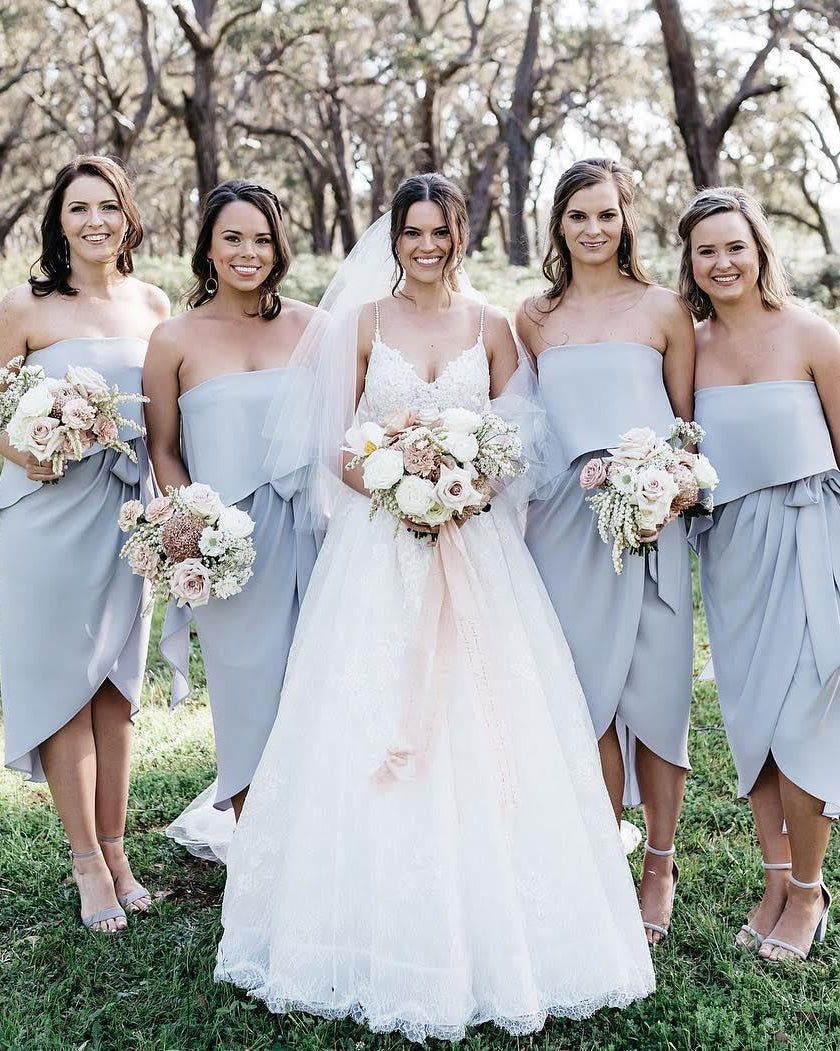 Fleur Strapless Dress - Silver-Dresses-Esther Luxe-ESTHER & CO.