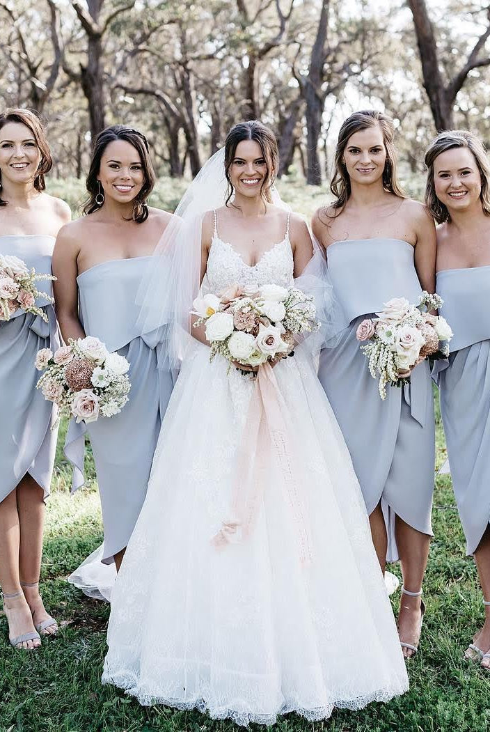 Fleur Strapless Dress - Silver-Dresses-Esther Luxe-ESTHER & CO.