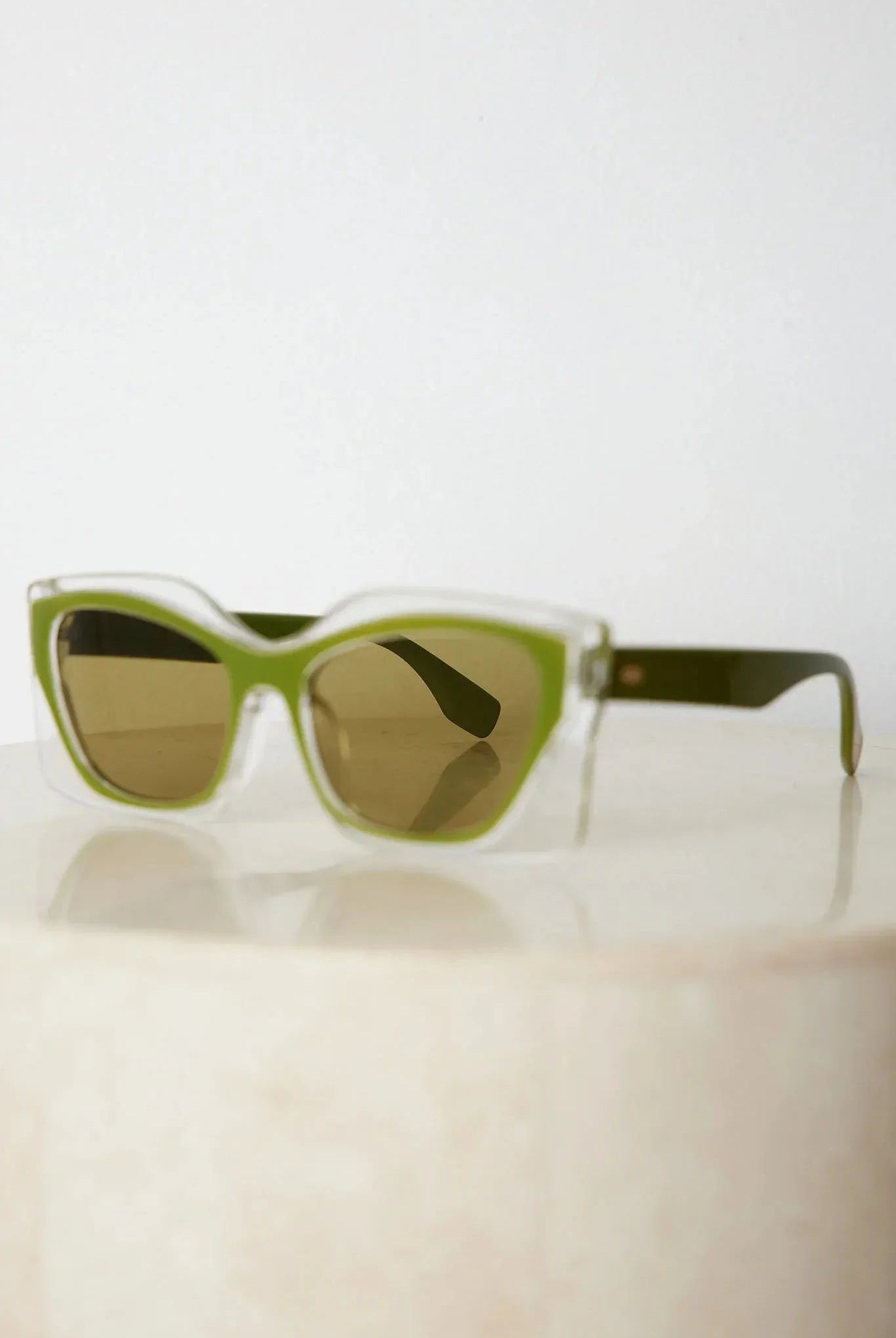 Frankie olive sunglasses, folded view