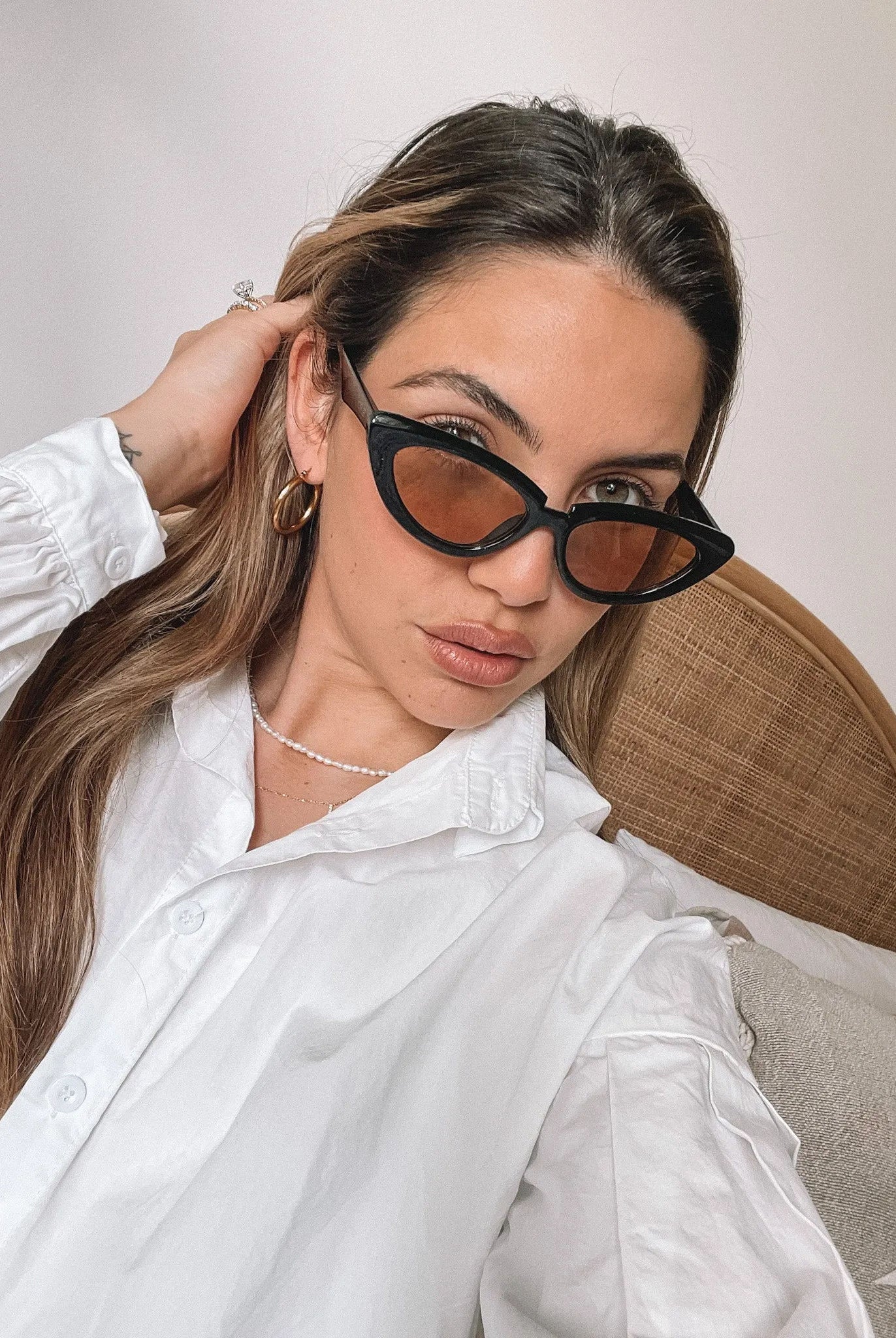 Finlay blush sunglasses, folded view