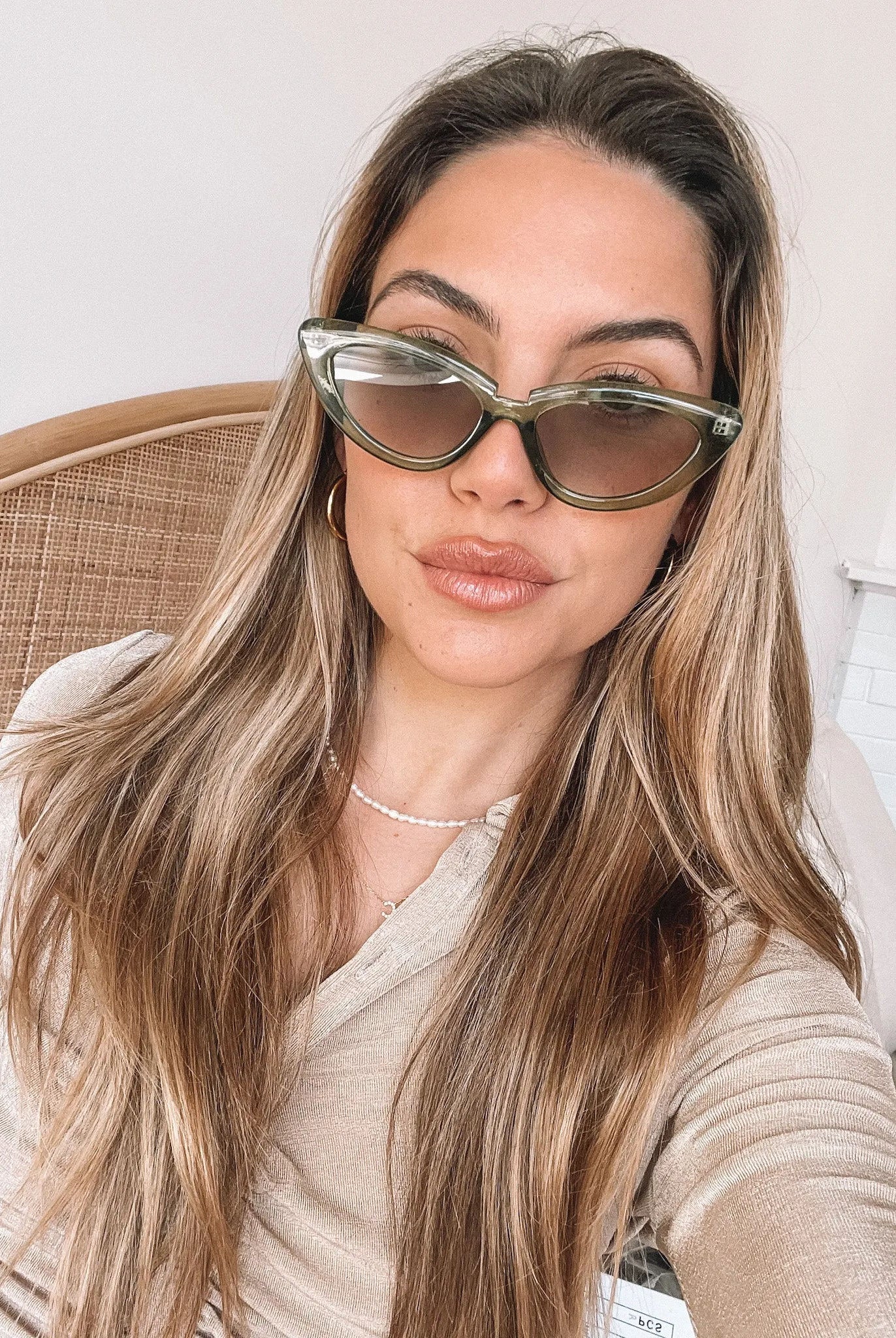 Finlay green sunglasses, folded view