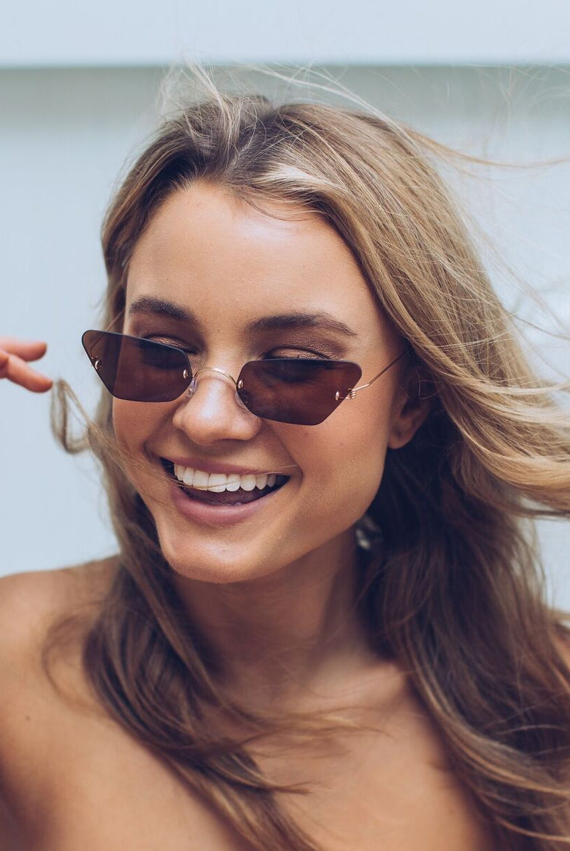 Otto brown sunglasses, folded view