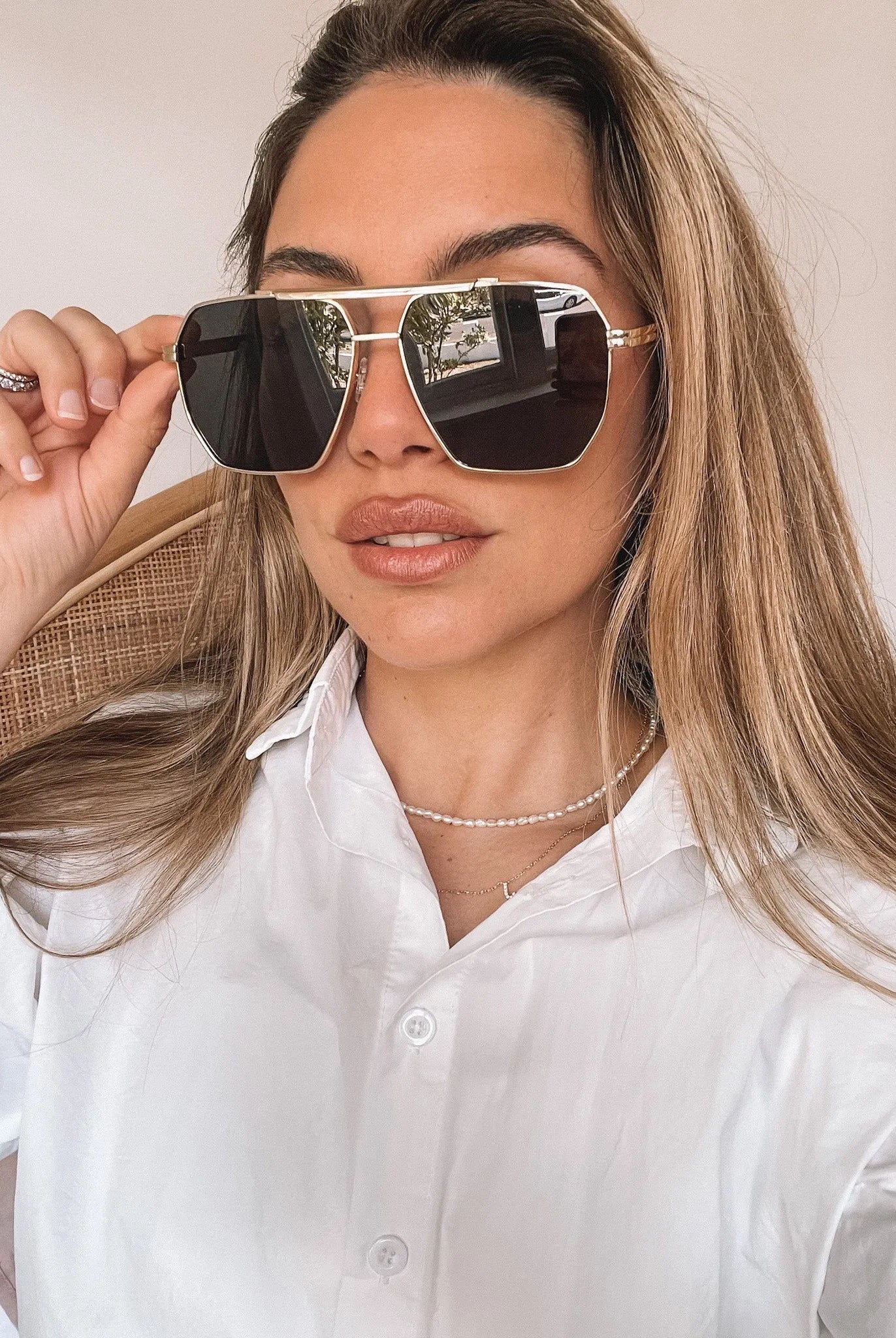 Jamie gold-tone sunglasses, angle view