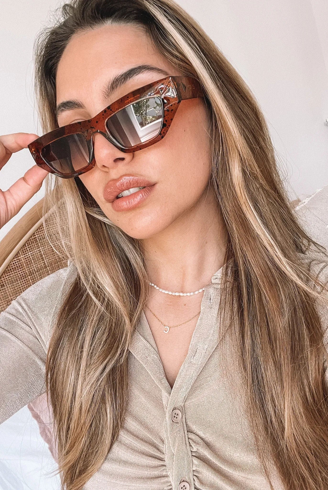 Millie tortoise sunglasses, folded view