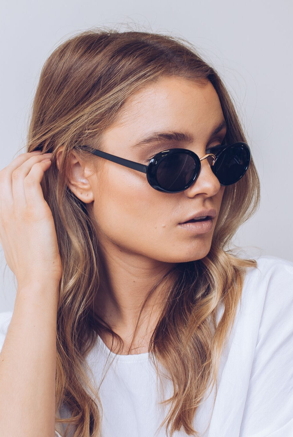 Delray black sunglasses, side view