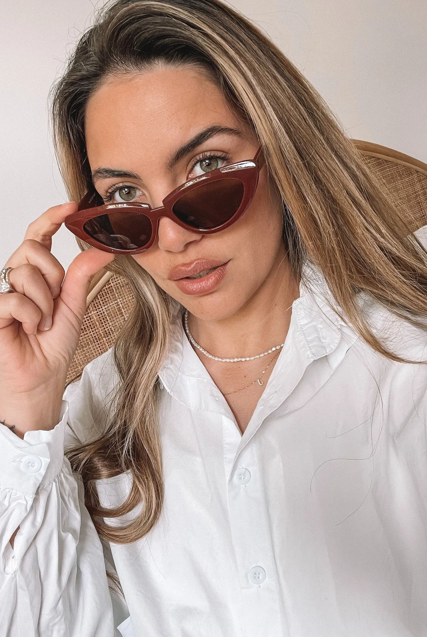 Finlay maroon sunglasses, angle view