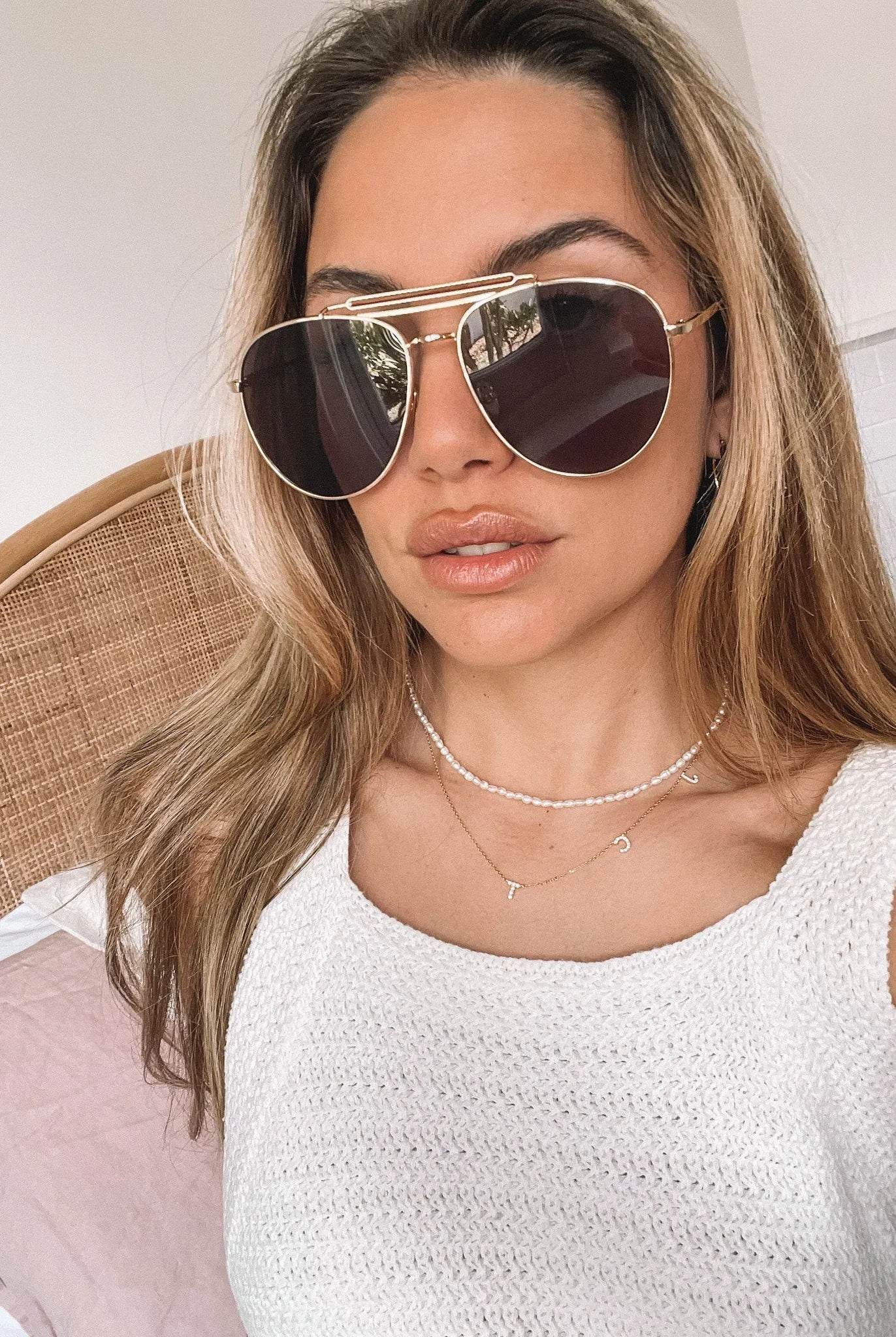 Presley gold-tone sunglasses, folded view