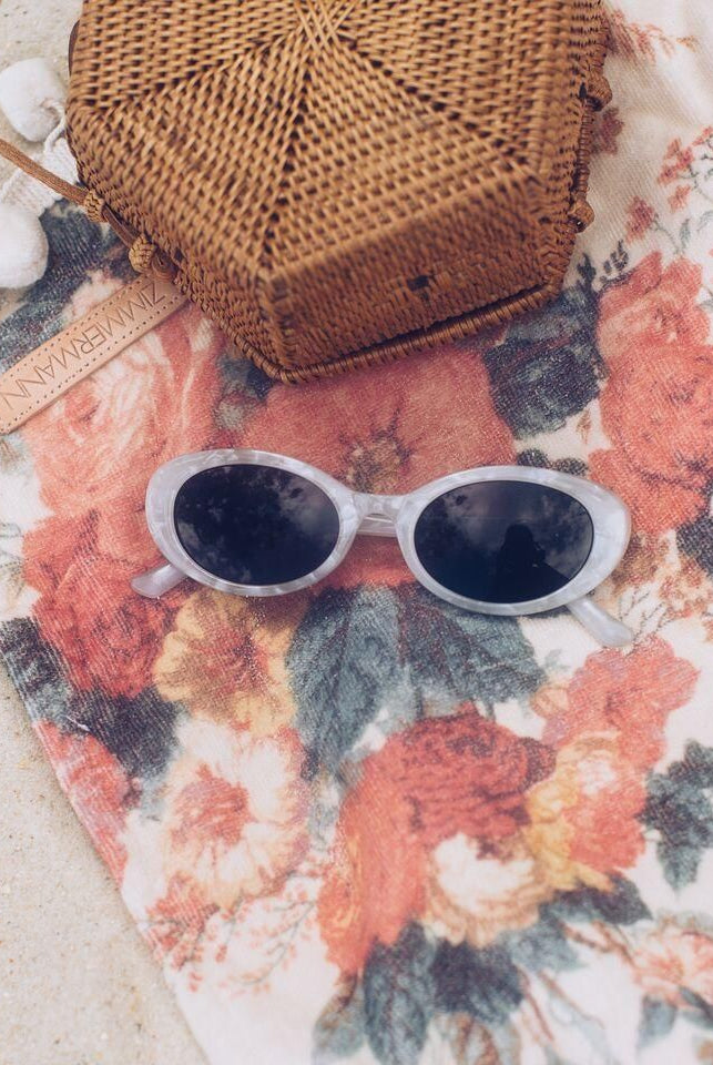 Calais clear frame sunglasses, folded view