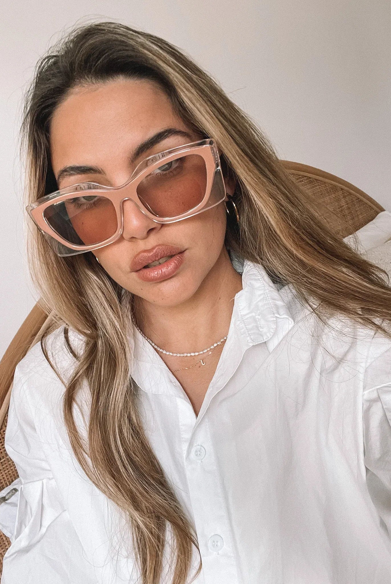 Frankie blush sunglasses, side view