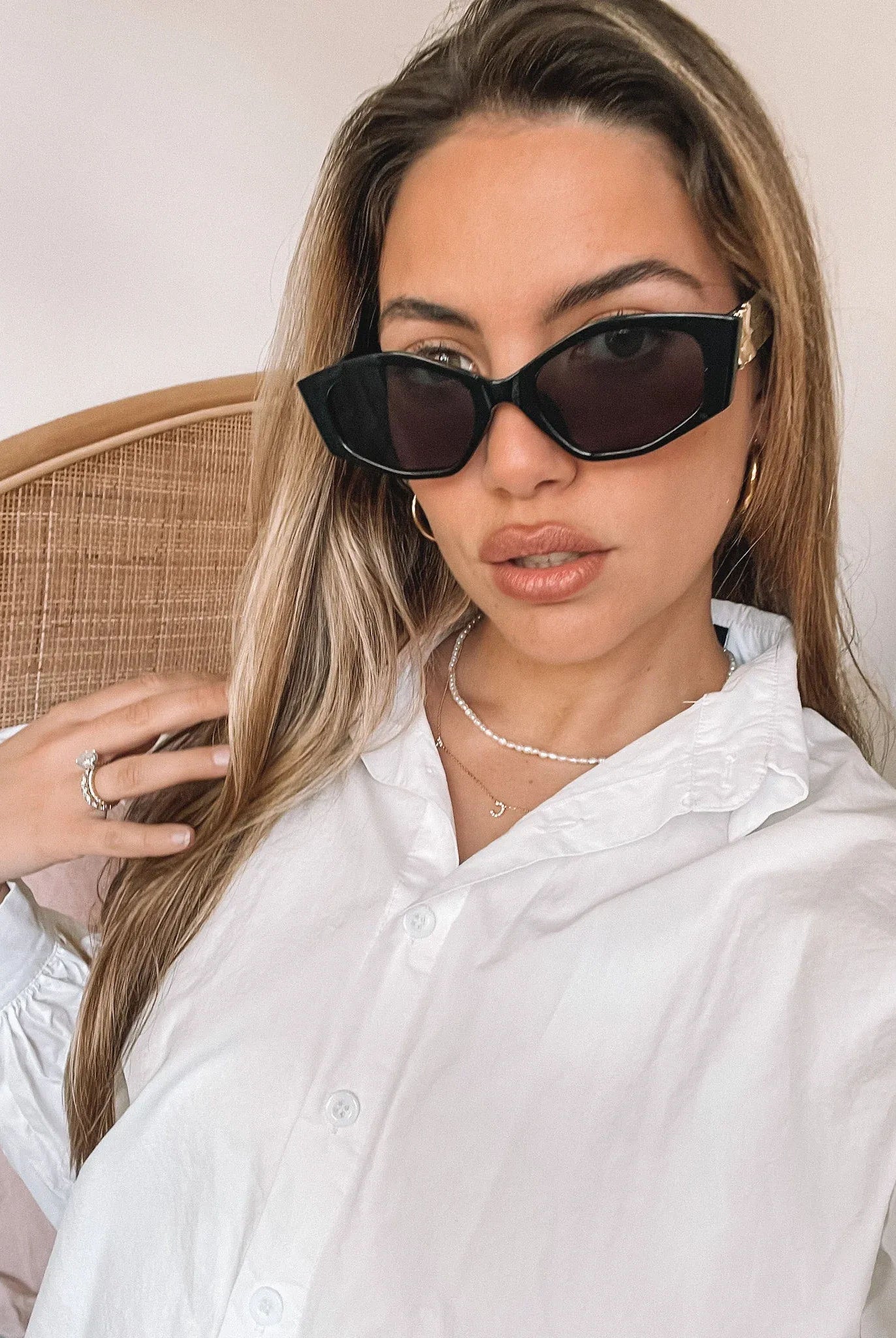 Iris black sunglasses, folded view