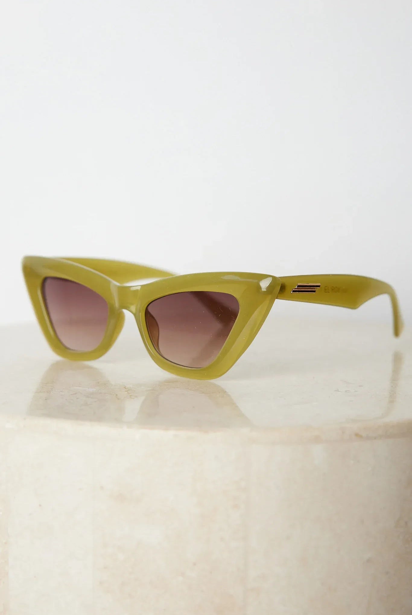 Emma olive sunglasses, angle view