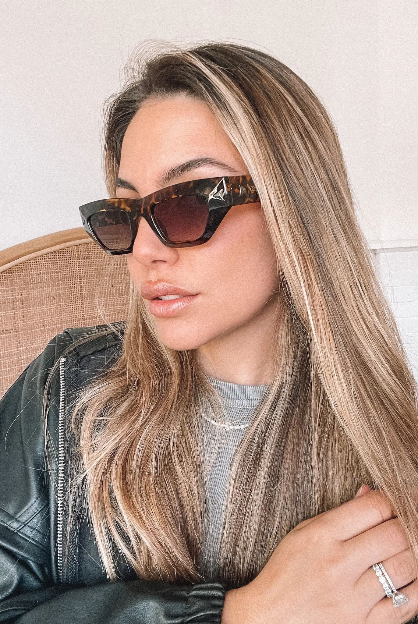 Millie dark tortoise sunglasses, angle view