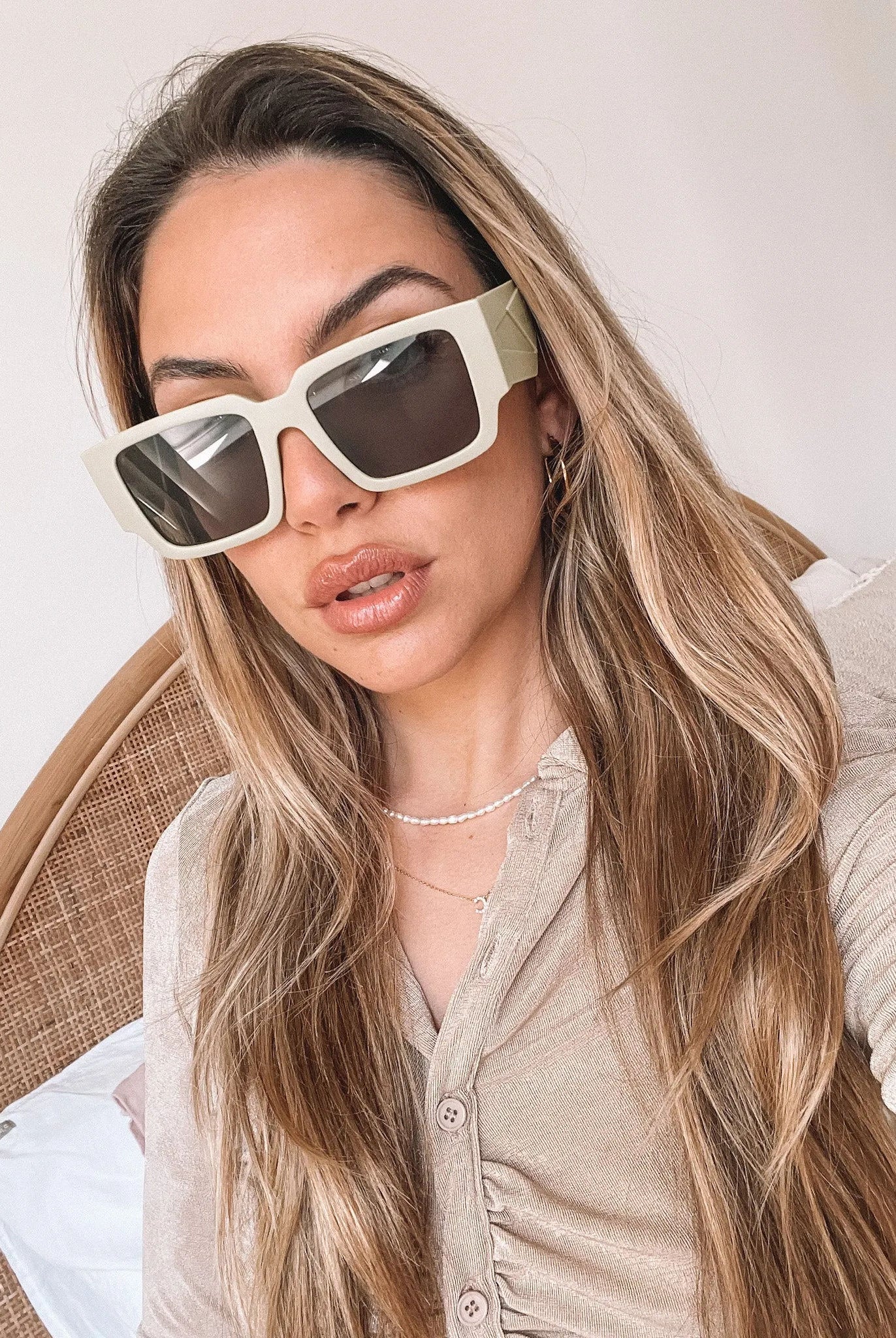 Freya green sunglasses, angle view