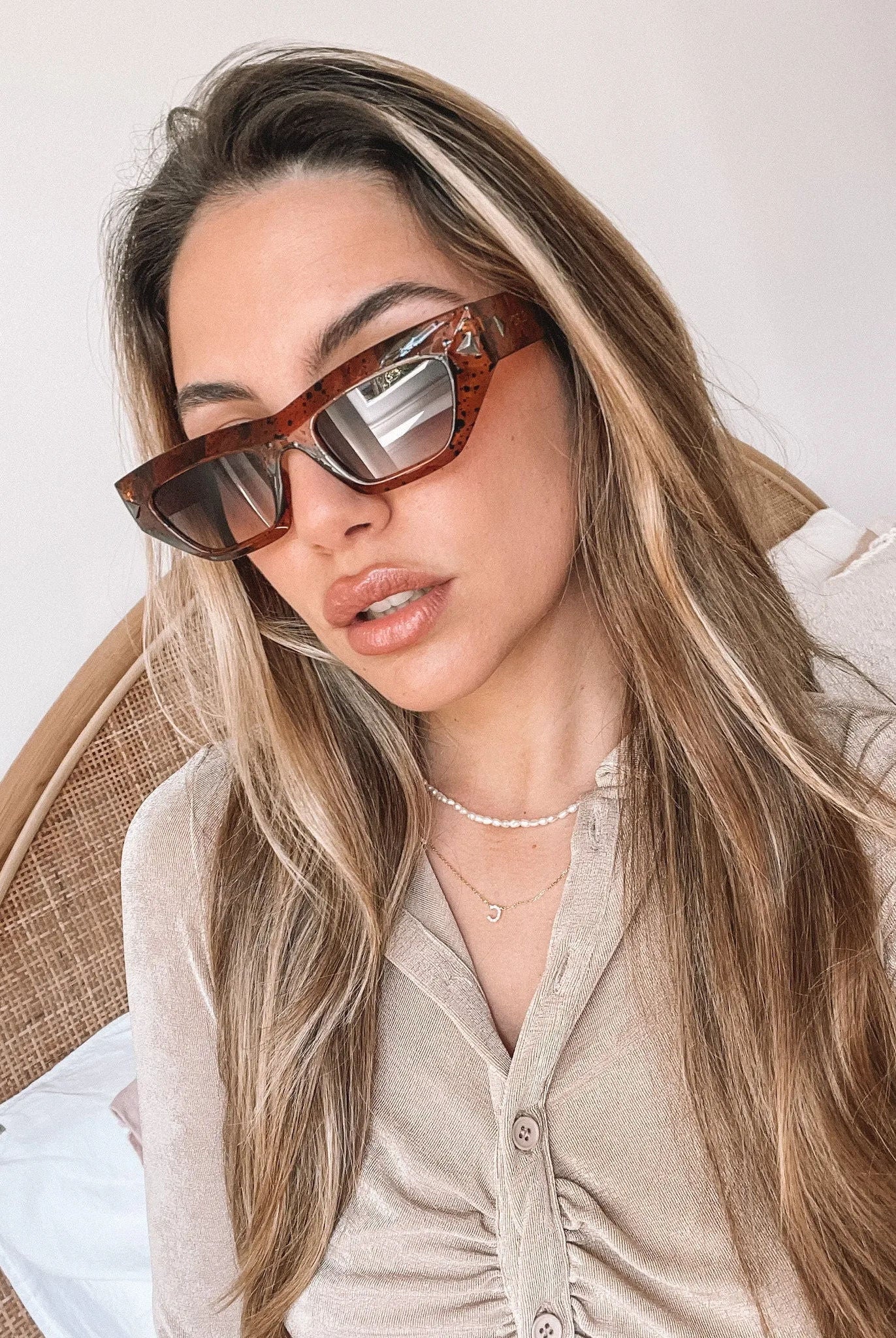 Millie tortoise sunglasses, side view
