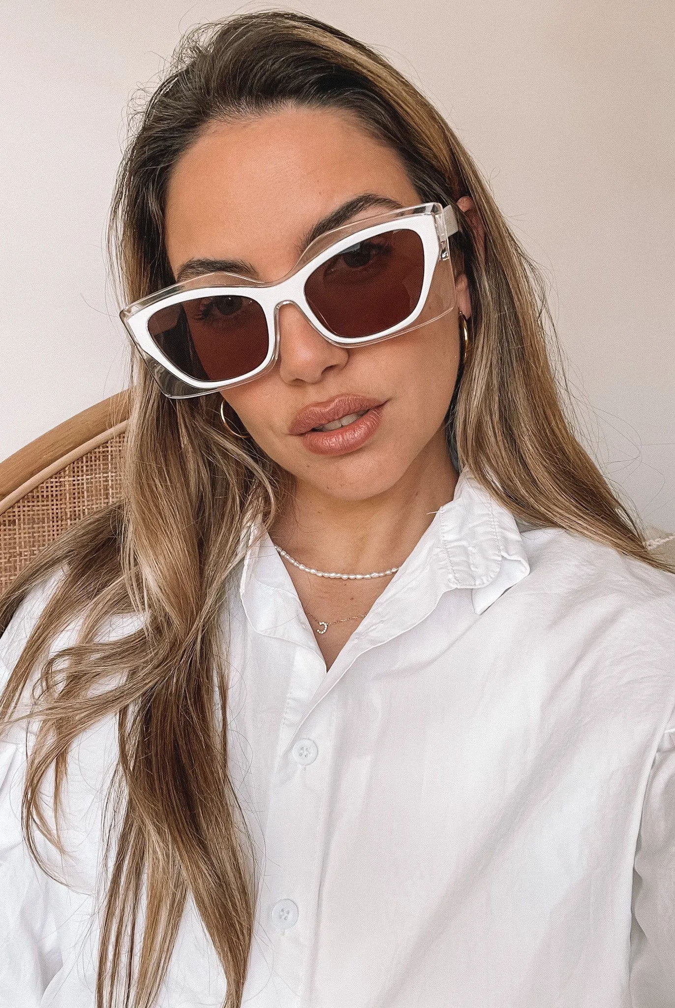Frankie beige sunglasses, side view