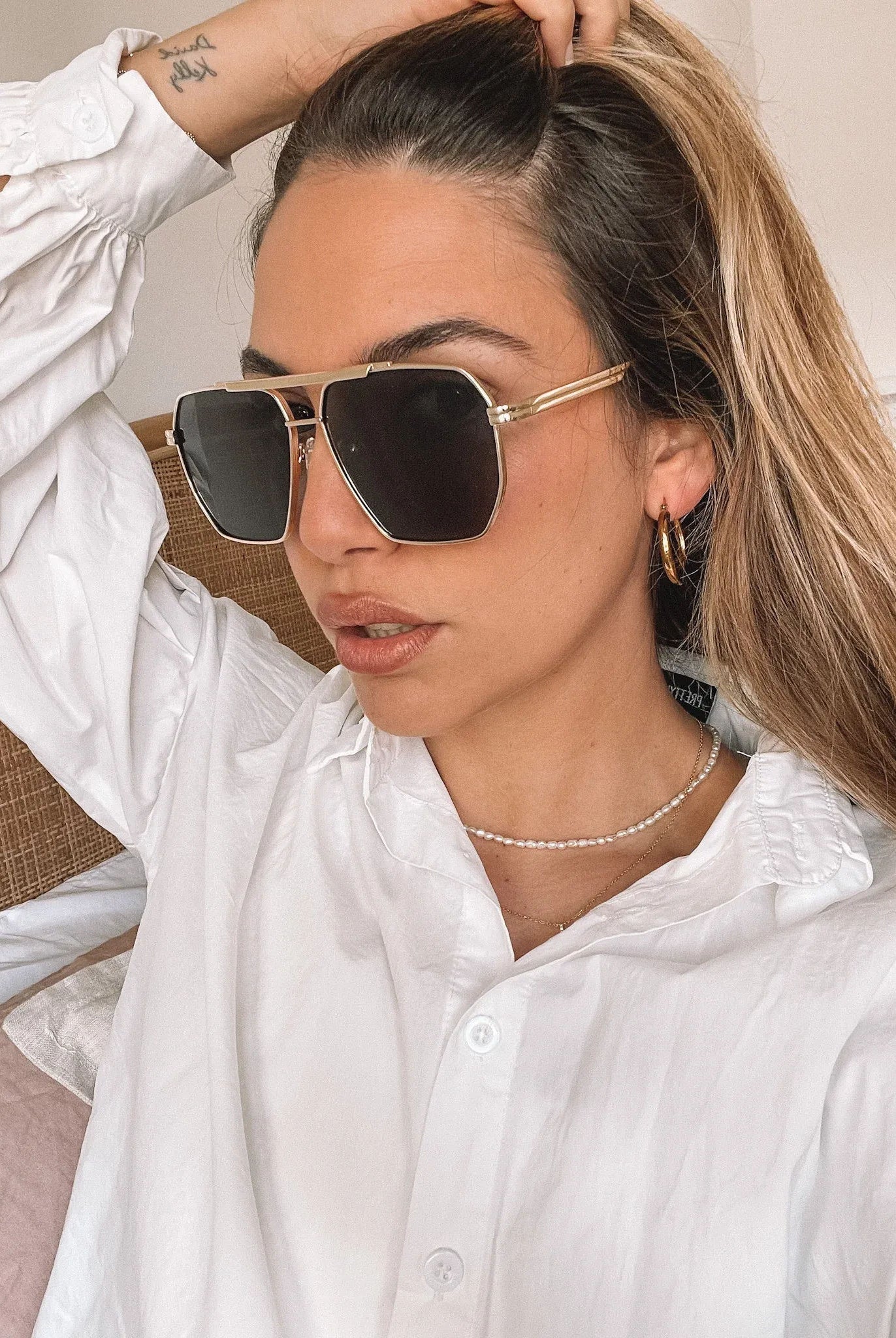 Jamie gold-tone sunglasses, side view