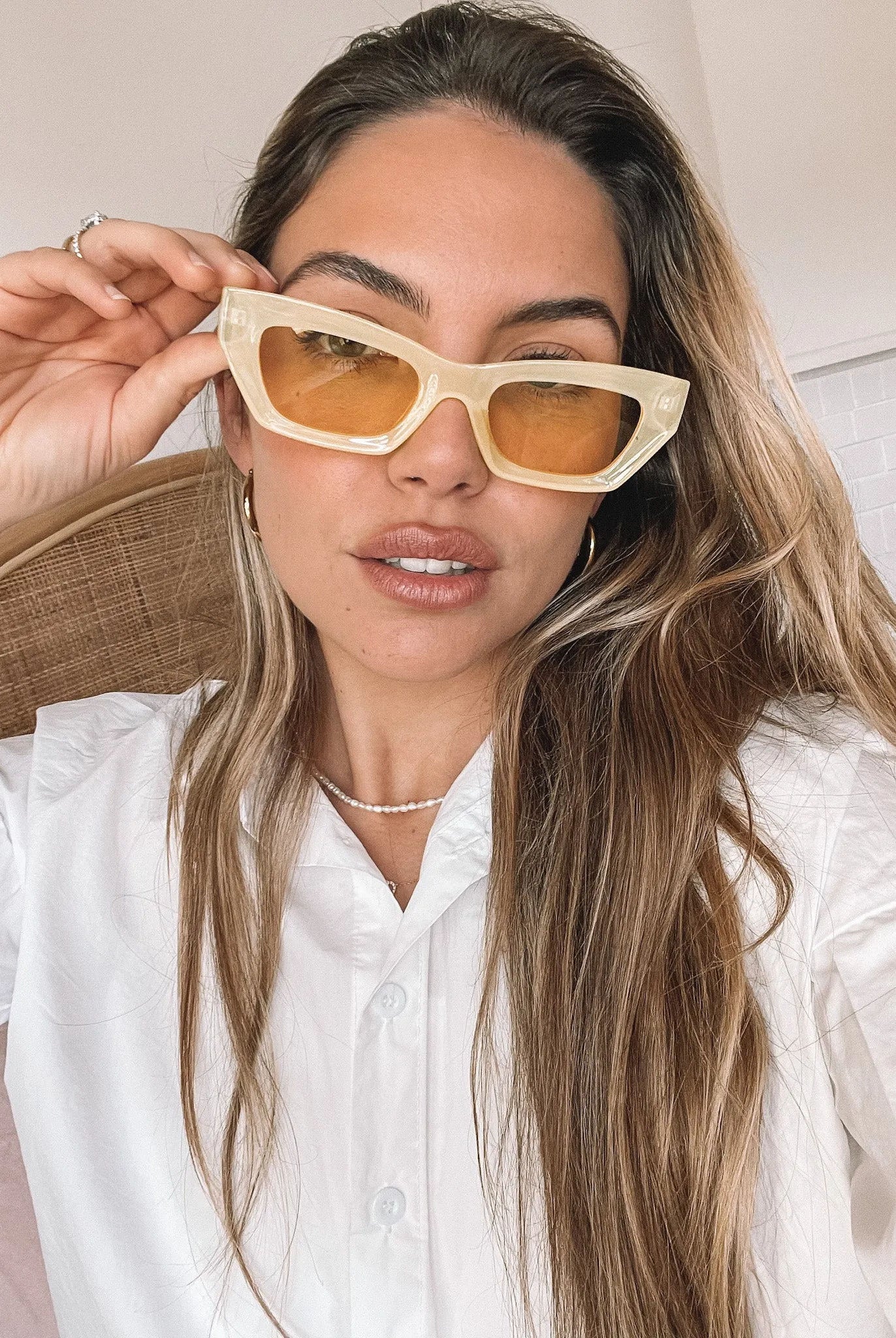 Ocean yellow sunglasses, folded view