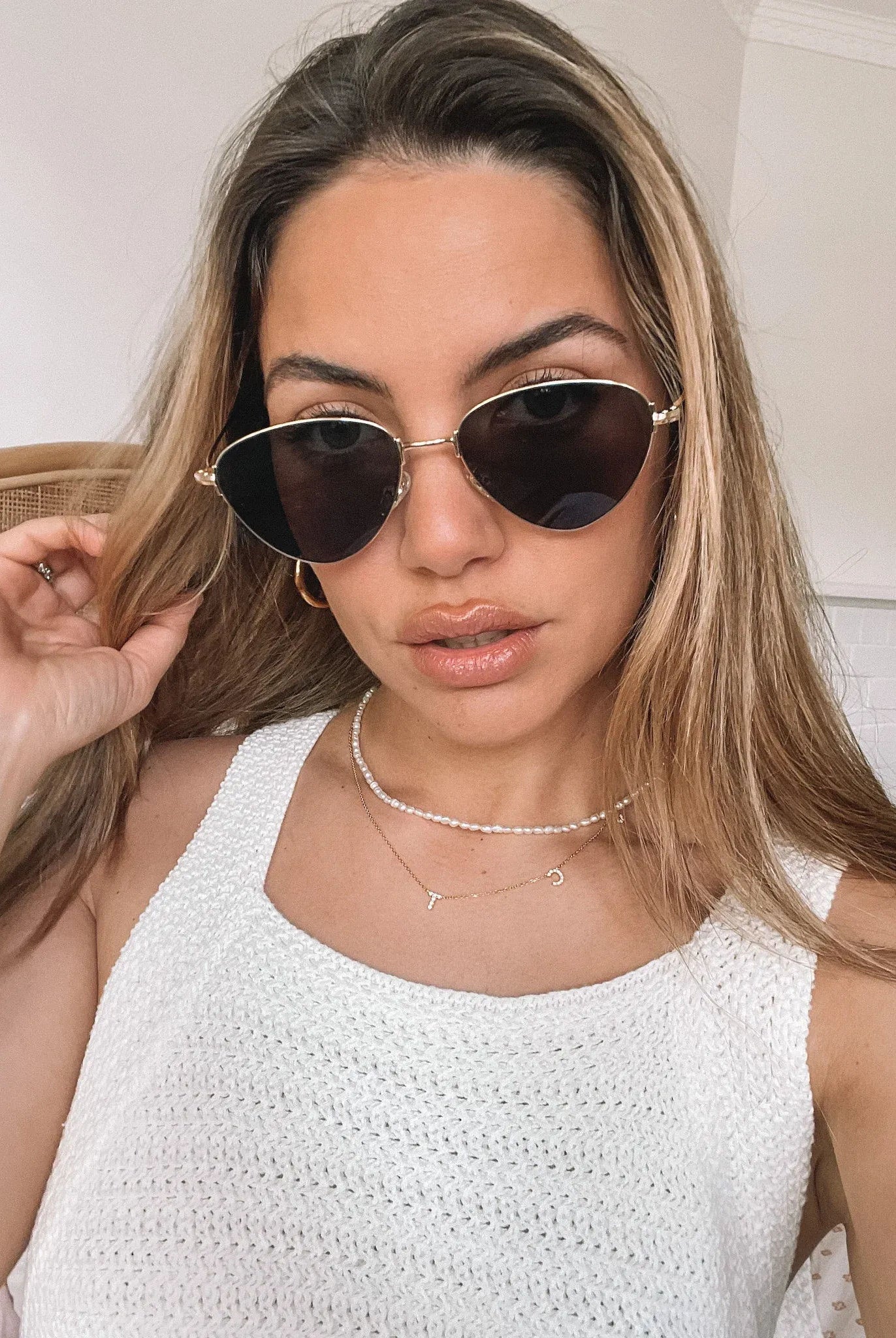 Cora gold-tone sunglasses, side view