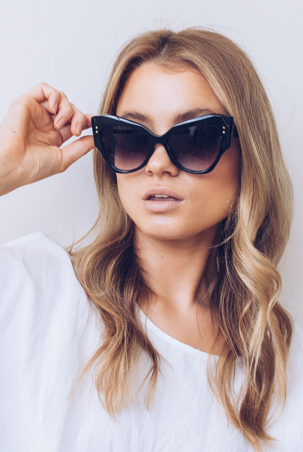 Hepburn black sunglasses, folded view