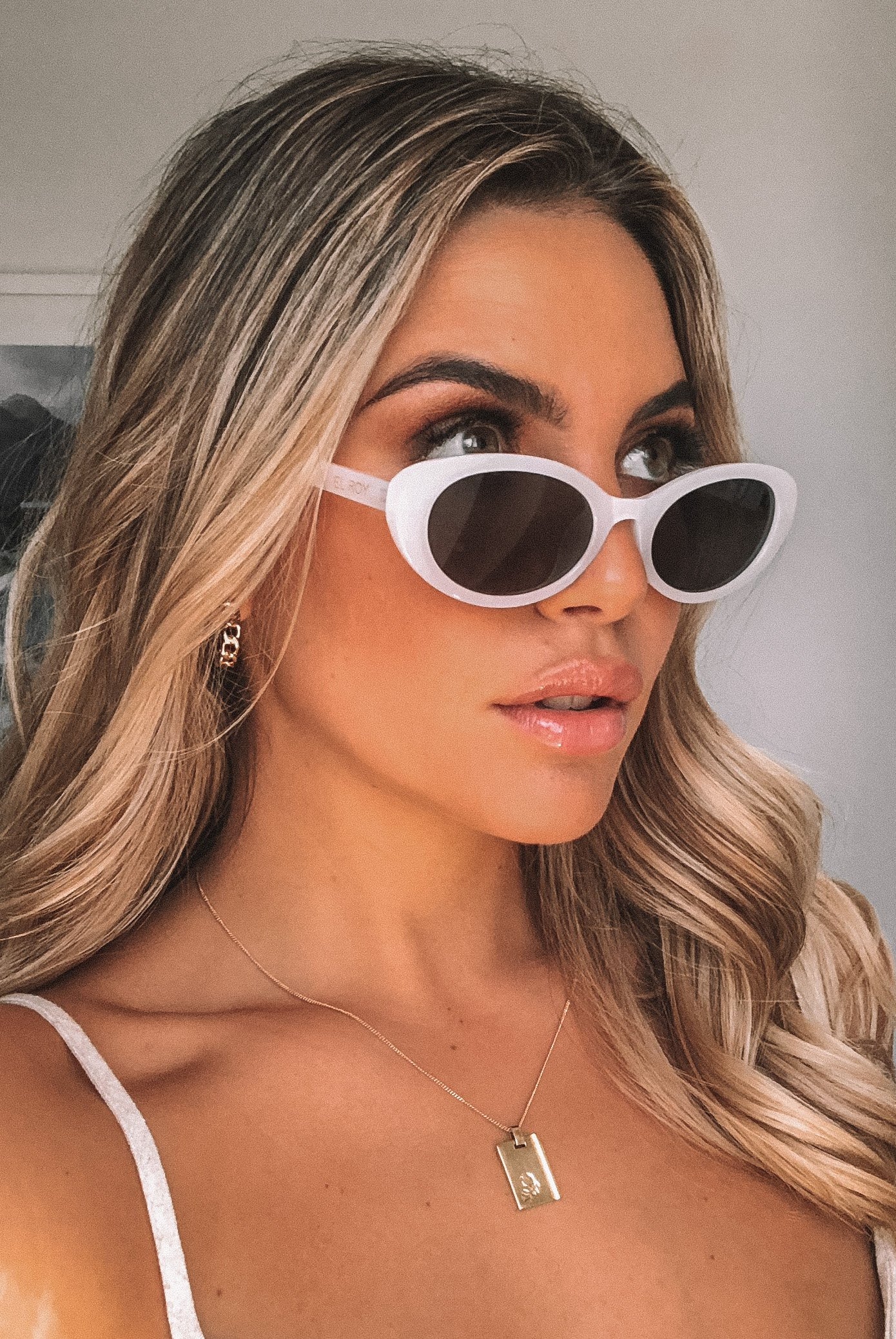 Lucie white sunglasses, side view