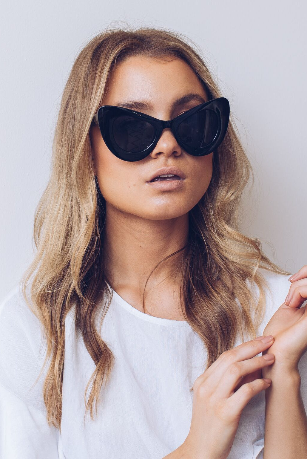 Berlin black sunglasses, folded view