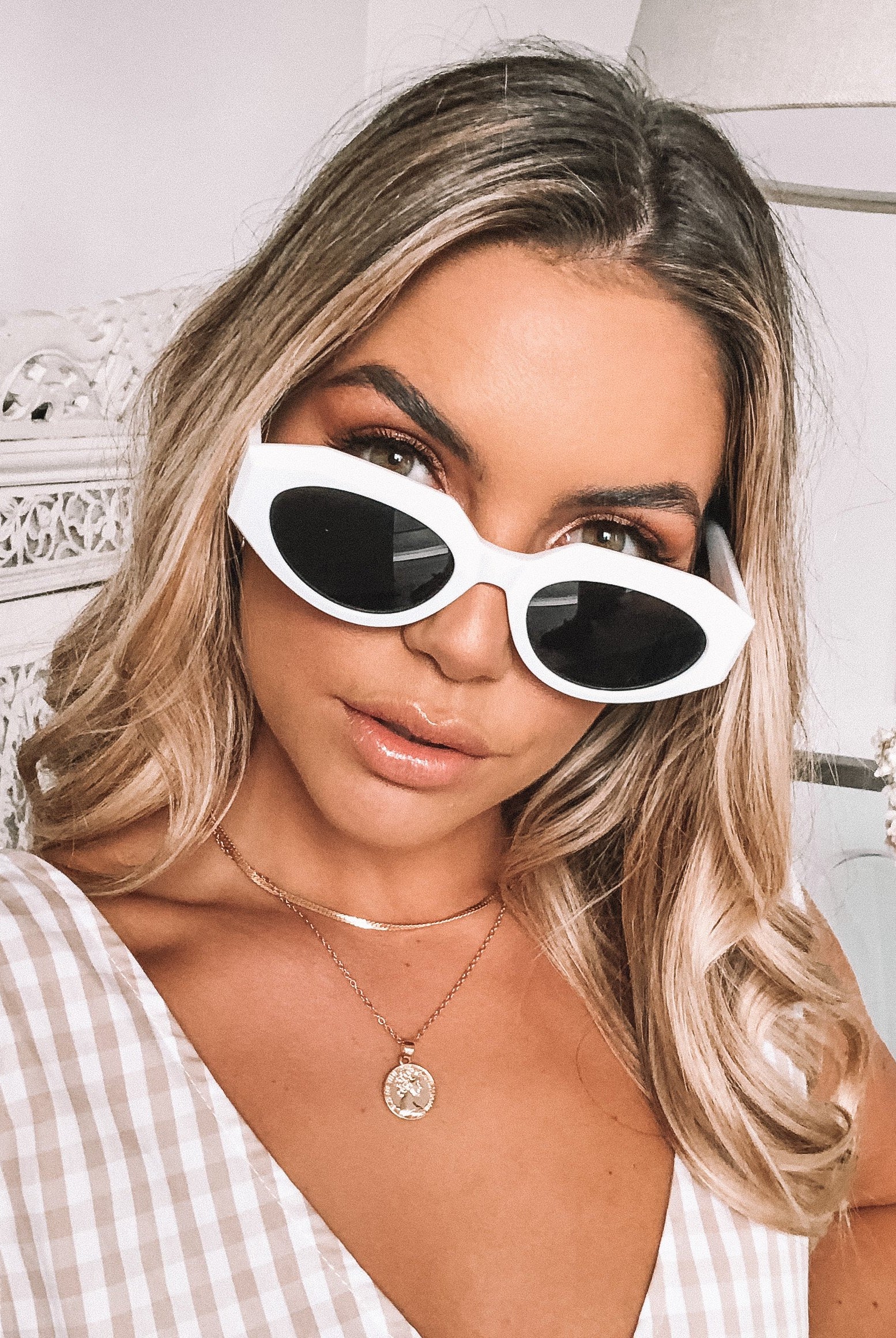 Jaxx white sunglasses, side view