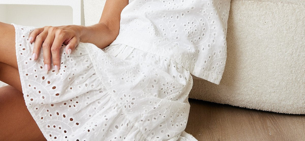 lace skirt with hands on top