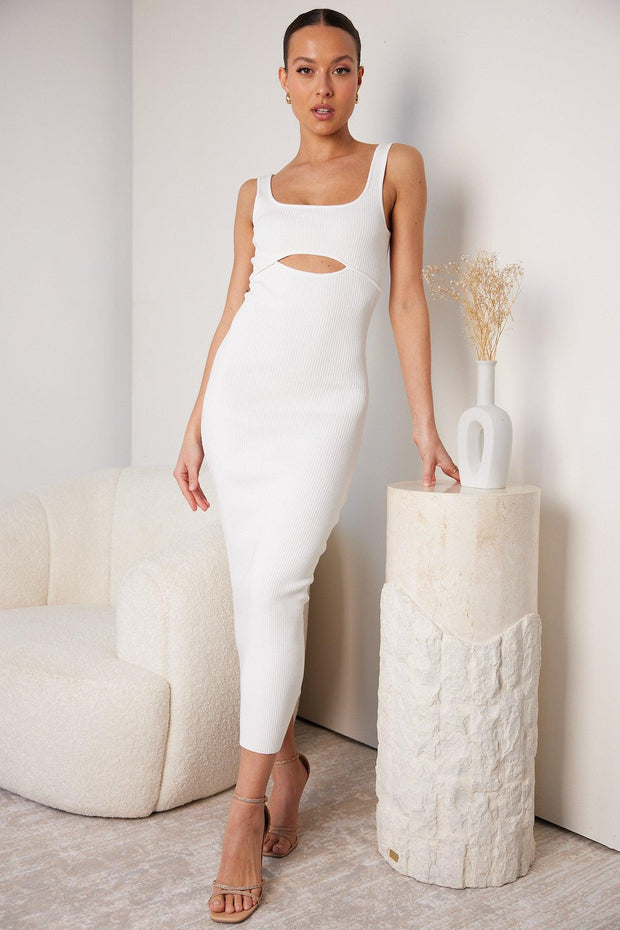 Adelka Knit Dress - White-Dresses-Womens Clothing-ESTHER & CO.