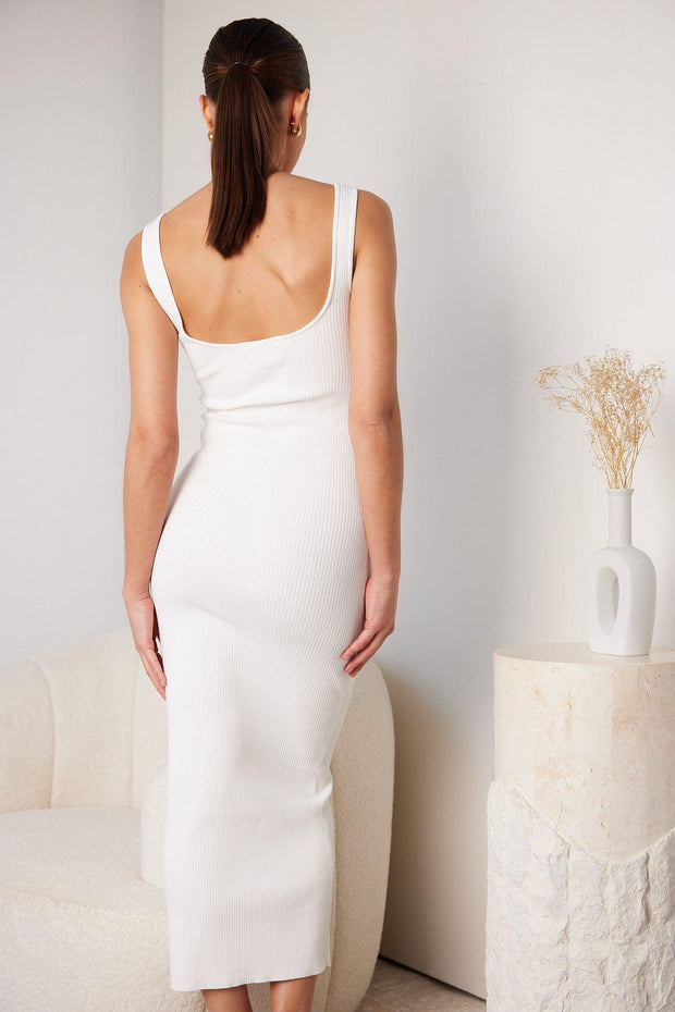 Adelka Knit Dress - White-Dresses-Womens Clothing-ESTHER & CO.