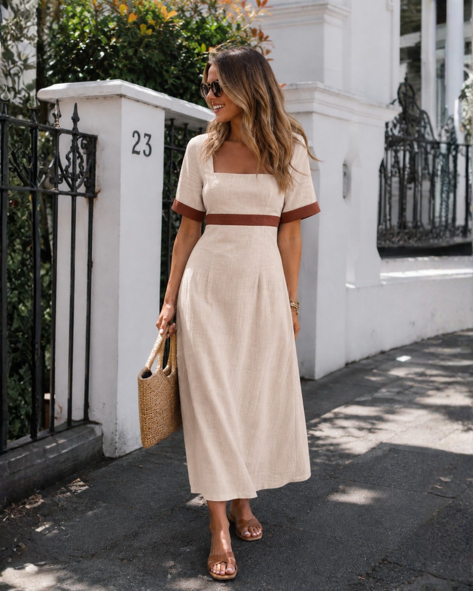 Women's cream printed maxi dress, the Adrianne Dress in Cream Print by Esther & Co