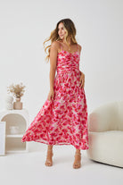 Women's blush floral print dress front view by Esther & Co