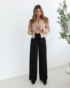 Alma Pants in Black black wide leg trousers back view