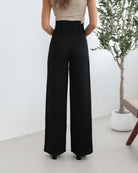 Alma Pants in Black womens black wide leg trousers styled outfit