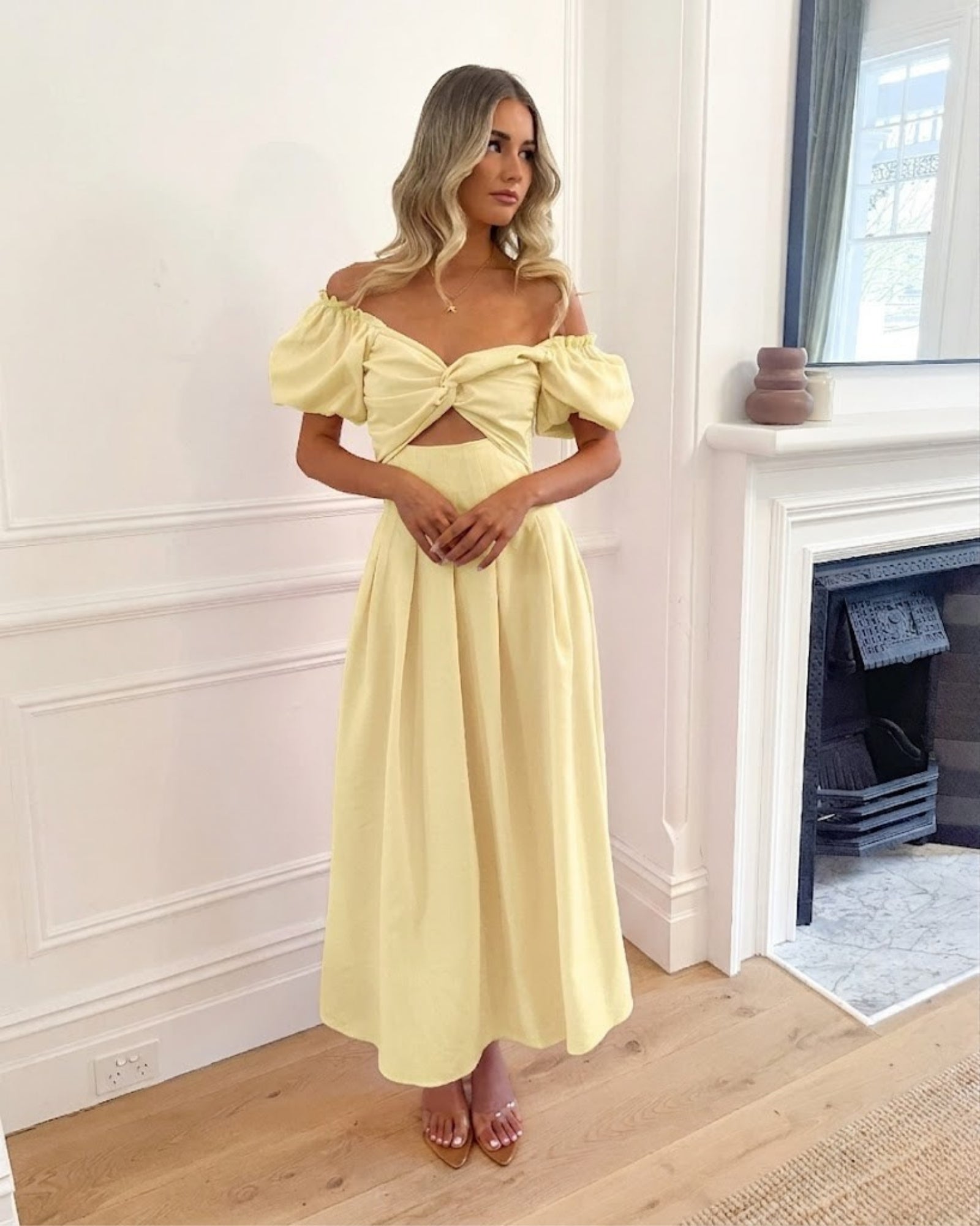 Women's butter cream sweetheart maxi dress, the Anvika Dress in Butter Cream by Esther & Co