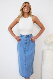 Artie Skirt - Mid Blue-Skirts-Womens Clothing-ESTHER & CO.