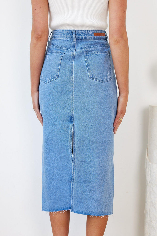 Artie Skirt - Mid Blue-Skirts-Womens Clothing-ESTHER & CO.