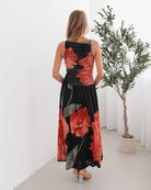 Women's black floral sleeveless maxi dress by Esther & Co