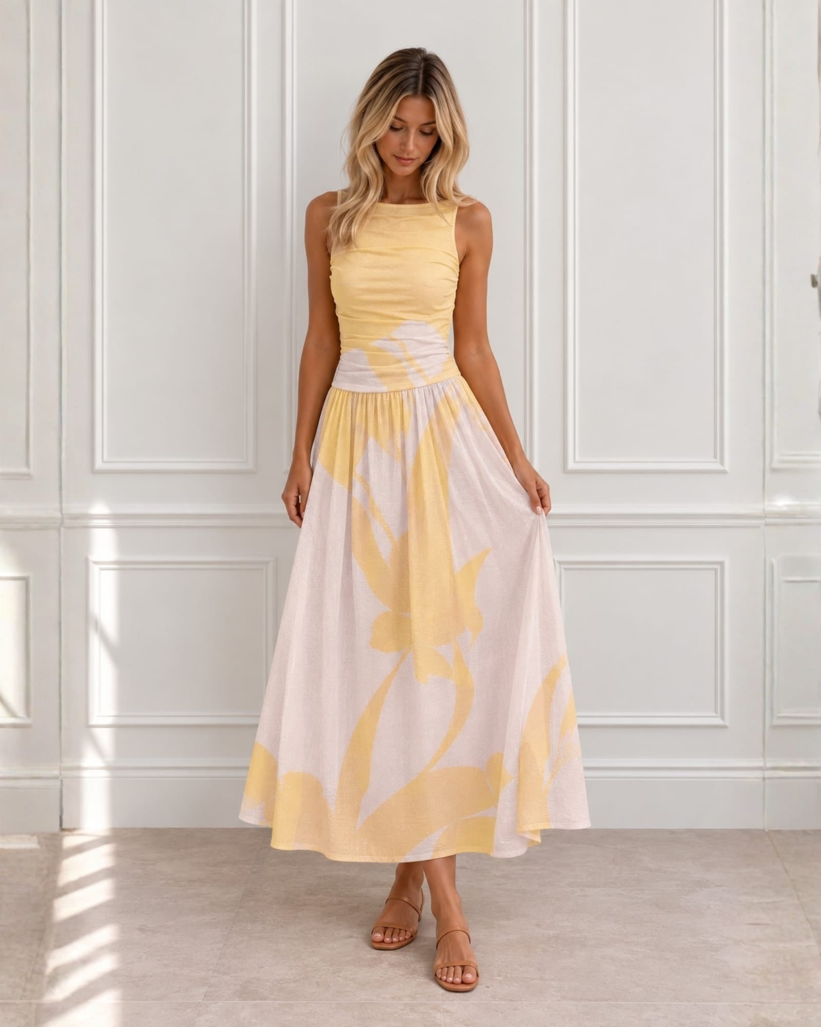 Balayage Dress in Butter Cream, women's halter maxi dress by Esther & Co