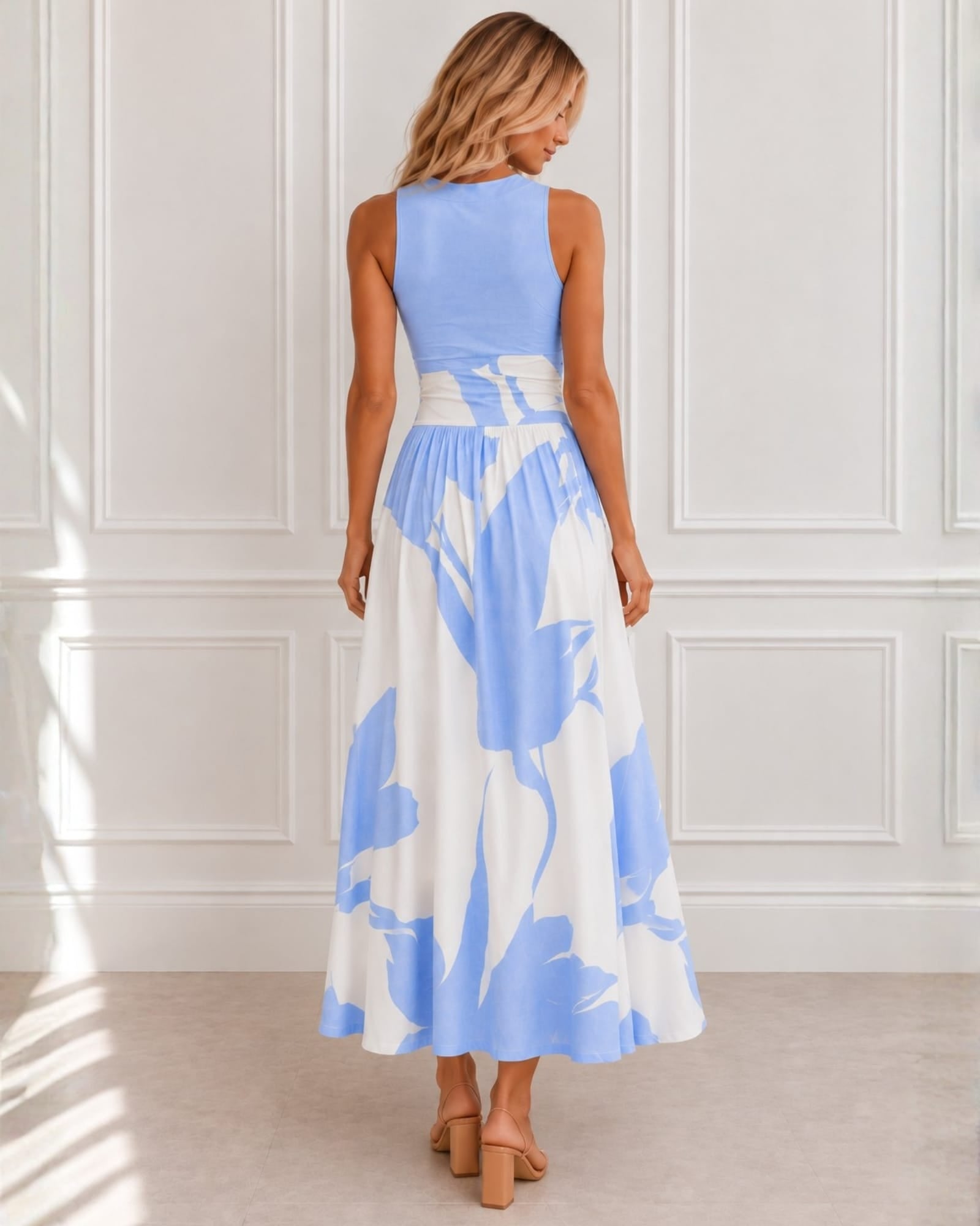 Balayage Dress in Sky Blue, women's halter maxi dress by Esther & Co, photo 4