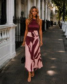 Women's wine floral print maxi dress, the Balayage Dress in Wine Floral by Esther & Co