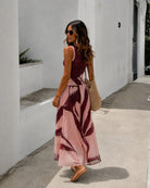 Women's sleeveless wine floral maxi dress, the Balayage Dress in Wine Floral by Esther & Co