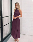 Balayage Dress in Wine womens maxi dress in rich wine front view