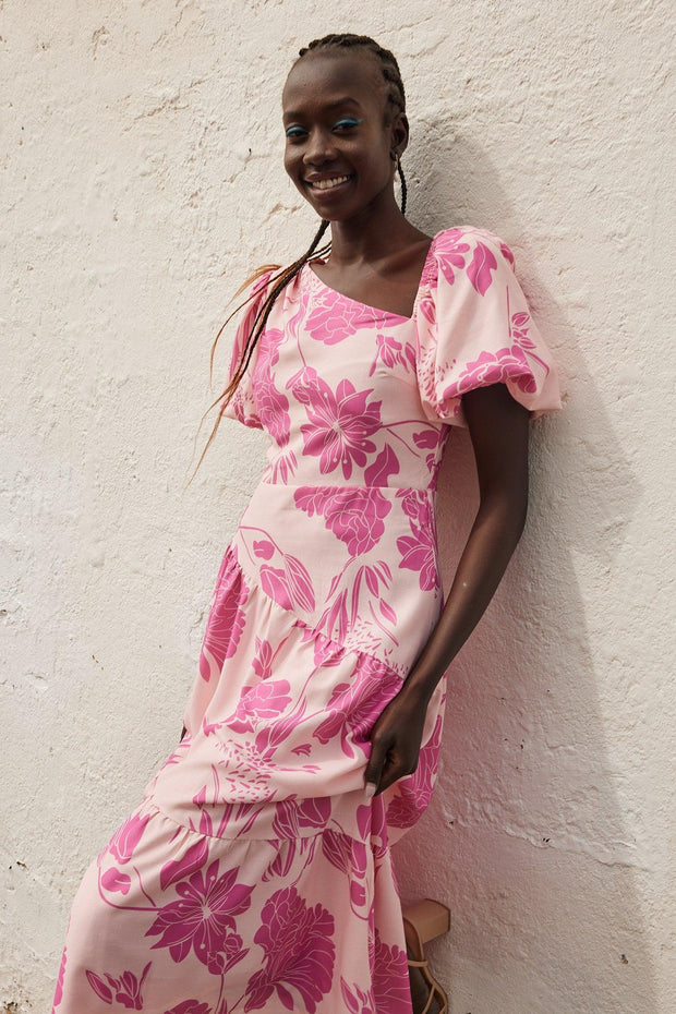 Bavia Dress - Pink Floral-Dresses-Womens Clothing-ESTHER & CO.