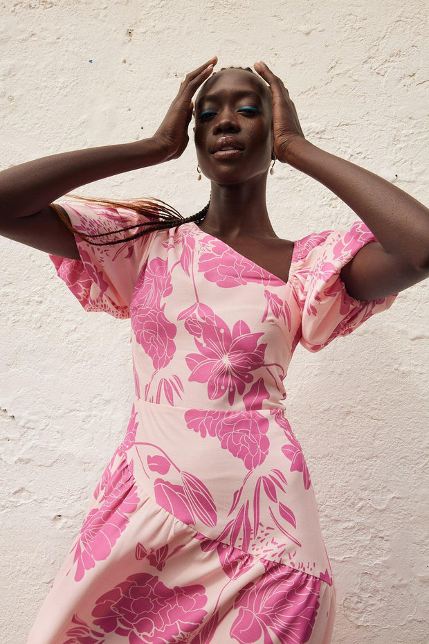 Bavia Dress - Pink Floral-Dresses-Womens Clothing-ESTHER & CO.