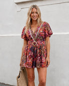 Women's autumn paisley print playsuit, the Belvia Playsuit in Autumn Paisley by Esther & Co