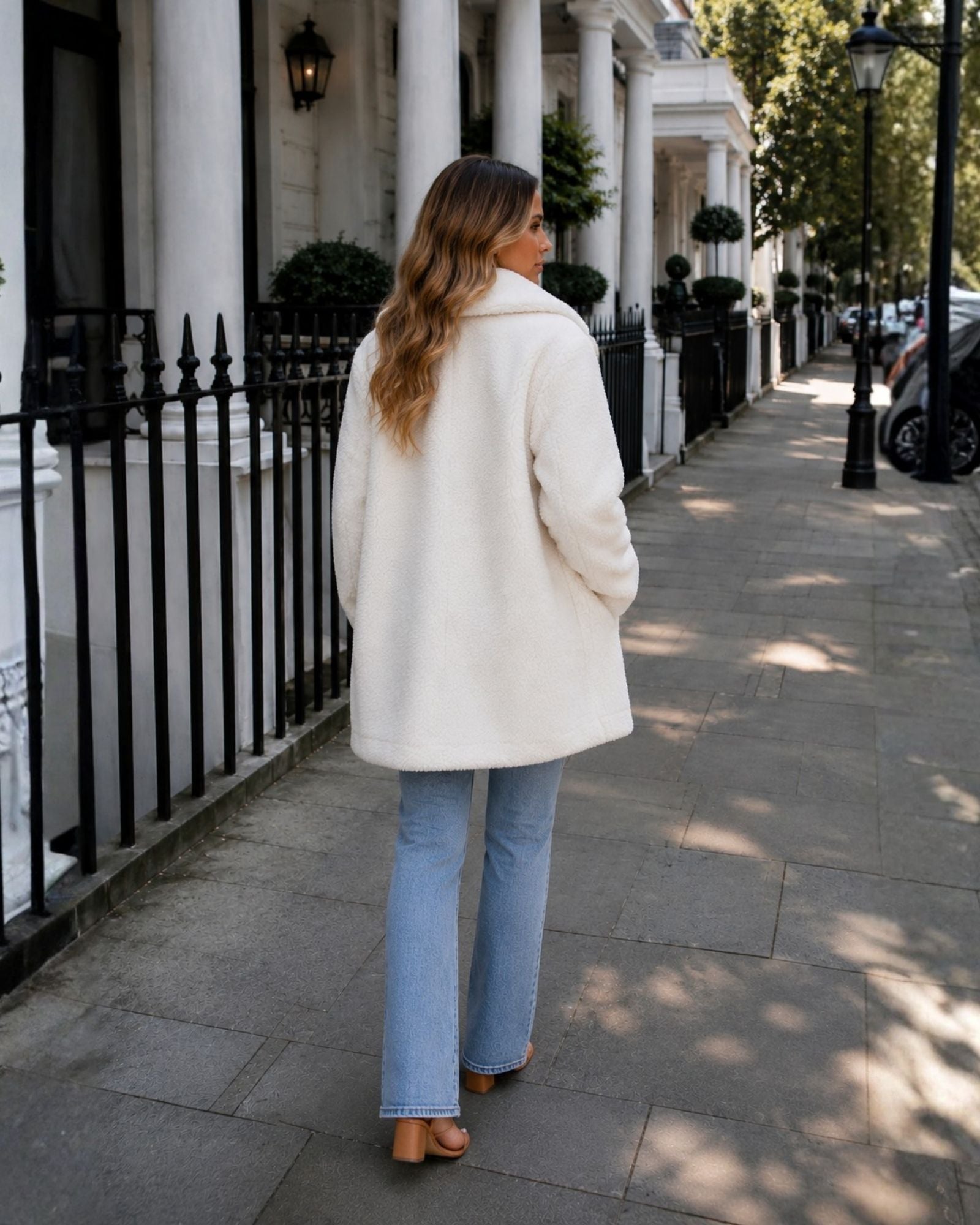 Bernie Jacket in Ivory — women's relaxed fit textured jacket, front view