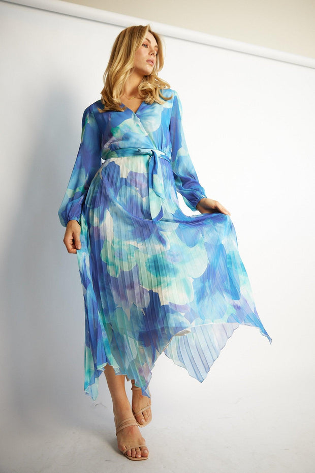 Bryana Dress - Blue Floral-Dresses-Womens Clothing-ESTHER & CO.