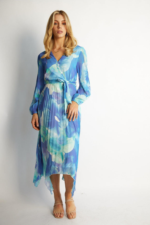 Bryana Dress - Blue Floral-Dresses-Womens Clothing-ESTHER & CO.