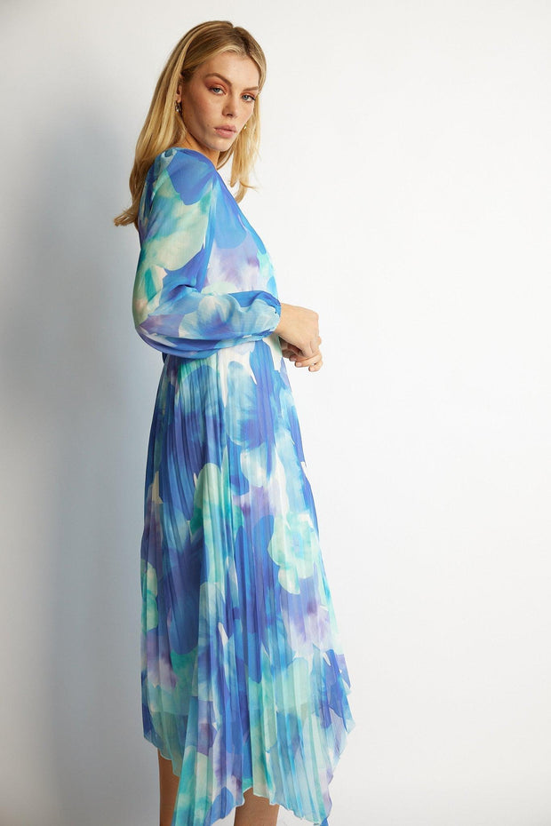 Bryana Dress - Blue Floral-Dresses-Womens Clothing-ESTHER & CO.
