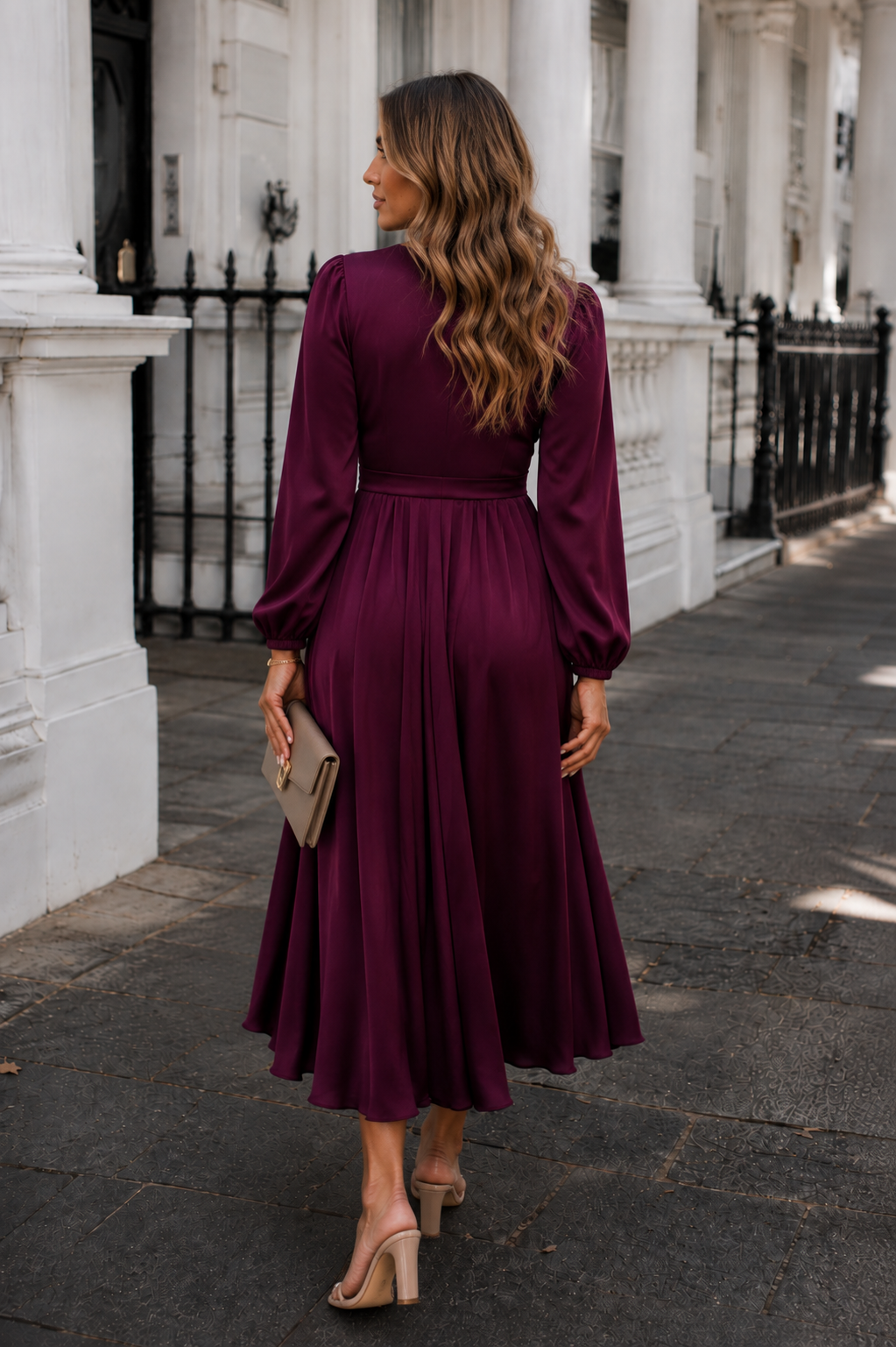 Women's bordeaux satin dress, the Bryleigh Dress in Bordeaux by Esther & Co